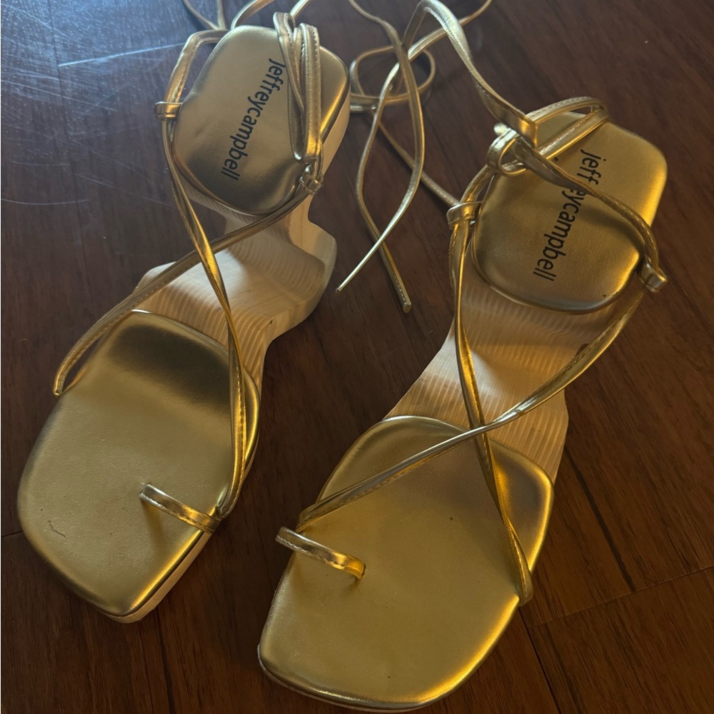 Jeffrey Campbell All That Metallic Lace Up Sandals